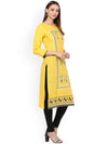 Ahika Women Yellow Printed Straight Kurta 1