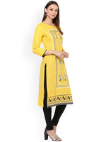 Ahika Women Yellow Printed Straight Kurta 1