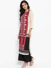 Ahika Women Maroon Beige Printed Straight Kurta