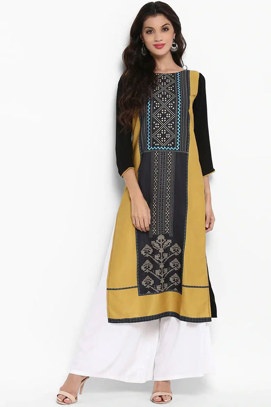 Ahika Women Printed Beige Color Crepe Fabric A Line Kurta