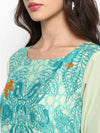 Ahika Women Blue Green Printed Straight Kurta