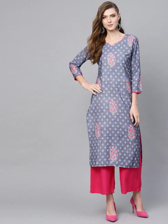 Ahika Women Crepe Blue Color Printed Fancy Daily Wear Kurti