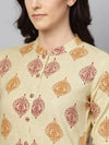 Ahika Women Festive Wear Cotton Fabric Cream Color Printed Trendy Kurti