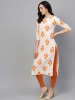 Ahika Women Cotton Fabric Off White Printed Kurti