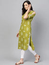 Ahika Women Function Wear Green Color Printed Fancy Kurti