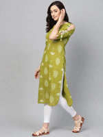 Ahika Women Function Wear Green Color Printed Fancy Kurti