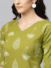 Ahika Women Function Wear Green Color Printed Fancy Kurti