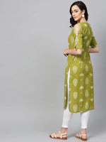 Ahika Women Function Wear Green Color Printed Fancy Kurti