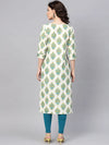 Ahika Women Festive Wear Cotton Fabric Off White Color Printed Trendy Kurti