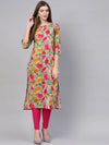 Ahika Women Printed Grey Cotton Fabric Kurti