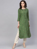 Ahika Women Green Color Printed Fancy Kurti