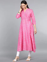 Ahika Women Function Wear Pink Color Printed Fancy Kurti