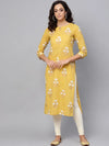 Ahika Women Yellow Color Function Wear Cotton Fabric Printed Fancy Kurti