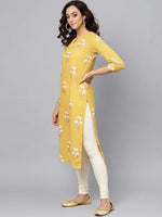 Ahika Women Yellow Color Function Wear Cotton Fabric Printed Fancy Kurti