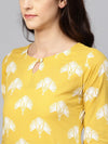 Ahika Women Function Wear Yellow Color Printed Fancy Kurti