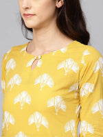 Ahika Women Function Wear Yellow Color Printed Fancy Kurti