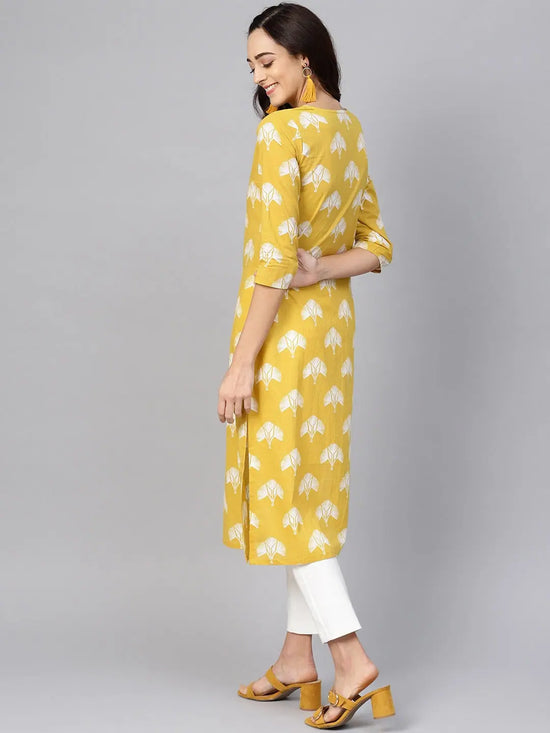 Ahika Women Function Wear Yellow Color Printed Fancy Kurti