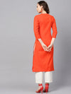 Ahika Women Function Wear Orange Color Printed Fancy Kurti