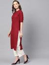 Ahika Women Cotton Fabric Maroon Color Printed Trendy Kurti