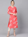 Ahika Women Printed Pink Cotton Fabric Kurti