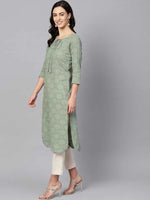 Ahika Women Sea Green Color Printed Trendy Kurti