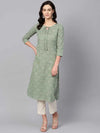 Ahika Women Sea Green Color Printed Trendy Kurti