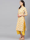 Ahika Women Daily Wear Yellow Color Cotton Fabric Printed Kurti