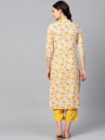 Ahika Women Daily Wear Yellow Color Cotton Fabric Printed Kurti