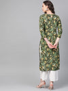 Ahika Women Cotton Fabric Mehendi Green Printed Fancy Daily Wear Kurti