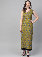 Ahika Women Cotton Fabric Trendy Festive Wear Mehendi Green Color Kurti