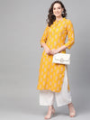 Ahika Women Cotton Fabric Yellow Color Printed Fancy Daily Wear Kurti