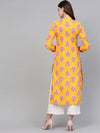 Ahika Women Cotton Fabric Trendy Festive Wear Yellow Color Printed Kurti