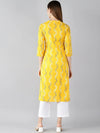 Ahika Women Cotton Fabric Trendy Festive Wear Yellow Printed Kurti