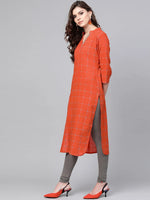 Ahika Women Cotton Fabric Trendy Festive Wear Orange Color Printed Kurti