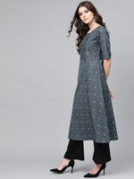 Ahika Women Cotton Fabric Grey Printed Fancy Daily Wear Kurti