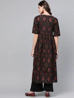 Ahika Women Black Maroon Color Cotton Fabric Printed A Line Kurta