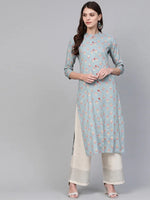 Ahika Women Cotton Fabric Trendy Festive Wear Grey Color Kurti