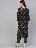 Ahika Women Cotton Fabric Black Color Printed Fancy Daily Wear Kurti