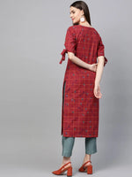 Ahika Women Cotton Fabric Trendy Festive Wear Red Color Printed Kurti