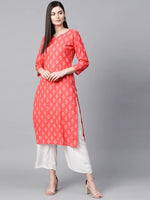 Ahika Women Cotton Simple Function Wear Pink Kurti