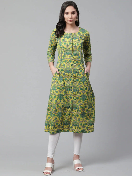 Ahika Women Yellow Floral Solid Kurtas