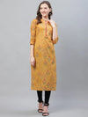 Ahika Women Casual Wear Cotton Orange Color Printed Trendy Kurti