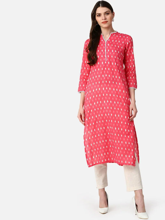 Ahika Women Casual Wear Pink Printed Kurti