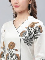 Ahika Women Cotton Fabric White Fancy Daily Wear Kurti