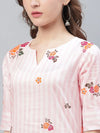 Ahika Women Cotton Fabric Pink Printed Fancy Daily Wear Kurti