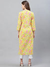 Ahika Women Casual Wear Cotton Fabric Yellow Printed Trendy Kurti