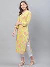 Ahika Women Casual Wear Cotton Fabric Yellow Printed Trendy Kurti