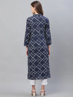 Ahika Women Casual Wear Cotton Fabric Navy Blue Trendy Kurti