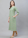 Ahika Women Casual Wear Cotton Fabric Sea Green Printed Kurti