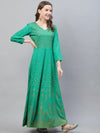 Ahika Women Cotton Fabric Green Printed Fancy Daily Wear Kurti